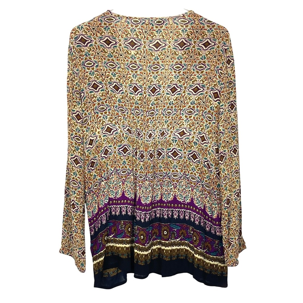 Dressbarn Tunic Top Women XL Multicolor Excellent Paisley Lace Sequin Boho Boho - Picture 3 of 13
